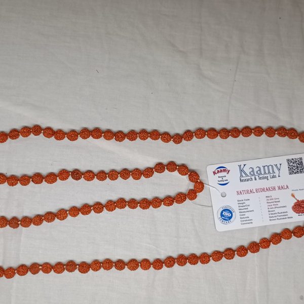 certified natural 5 mukhi rudraksha jaap mala certified card