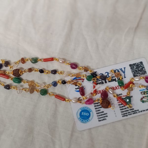 certified natural navratan mala wire rosary with testing certificate crad