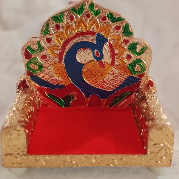 Meenakari Peacock Singhasan For Laddu Gopal (Embossed puja Asan)