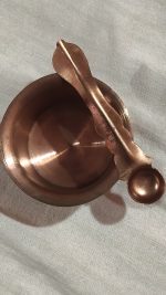 Copper Finish Panchpatra with Spoon – Traditional Puja Bowl Set