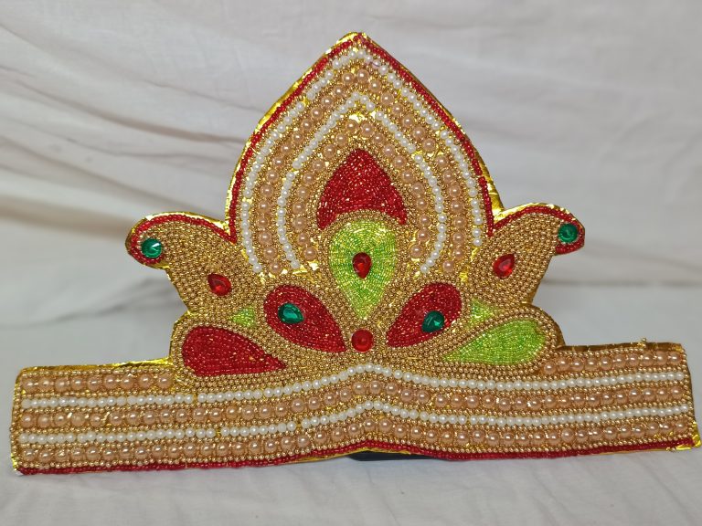 Golden Pearl Zari Flat Velcro Mukut