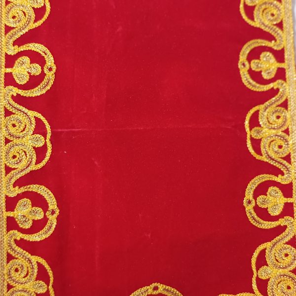 red velvet asan cloth for god golden stitching border