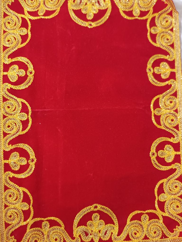red velvet asan cloth for god golden stitching border