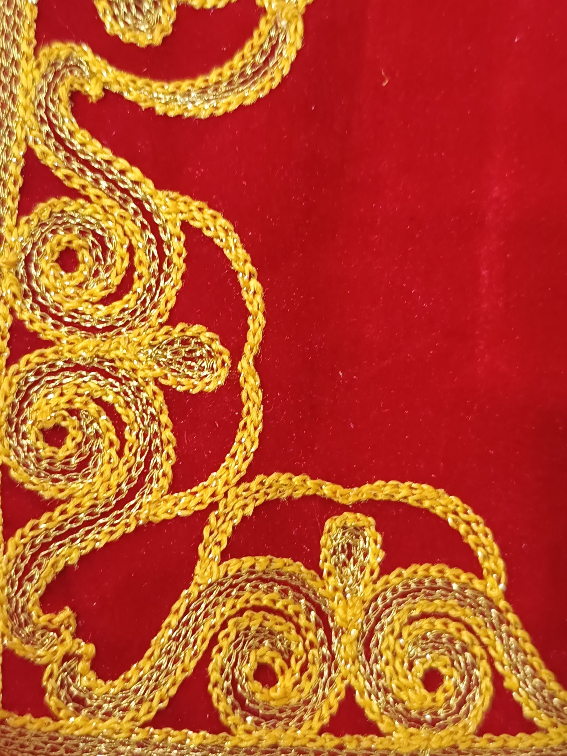 red velvet asan cloth for god golden stitching border