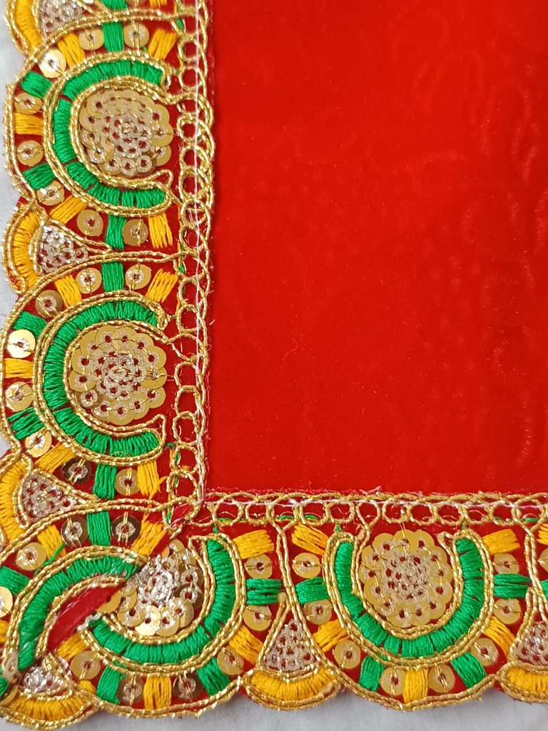 red velvet asan cloth for god stitch border