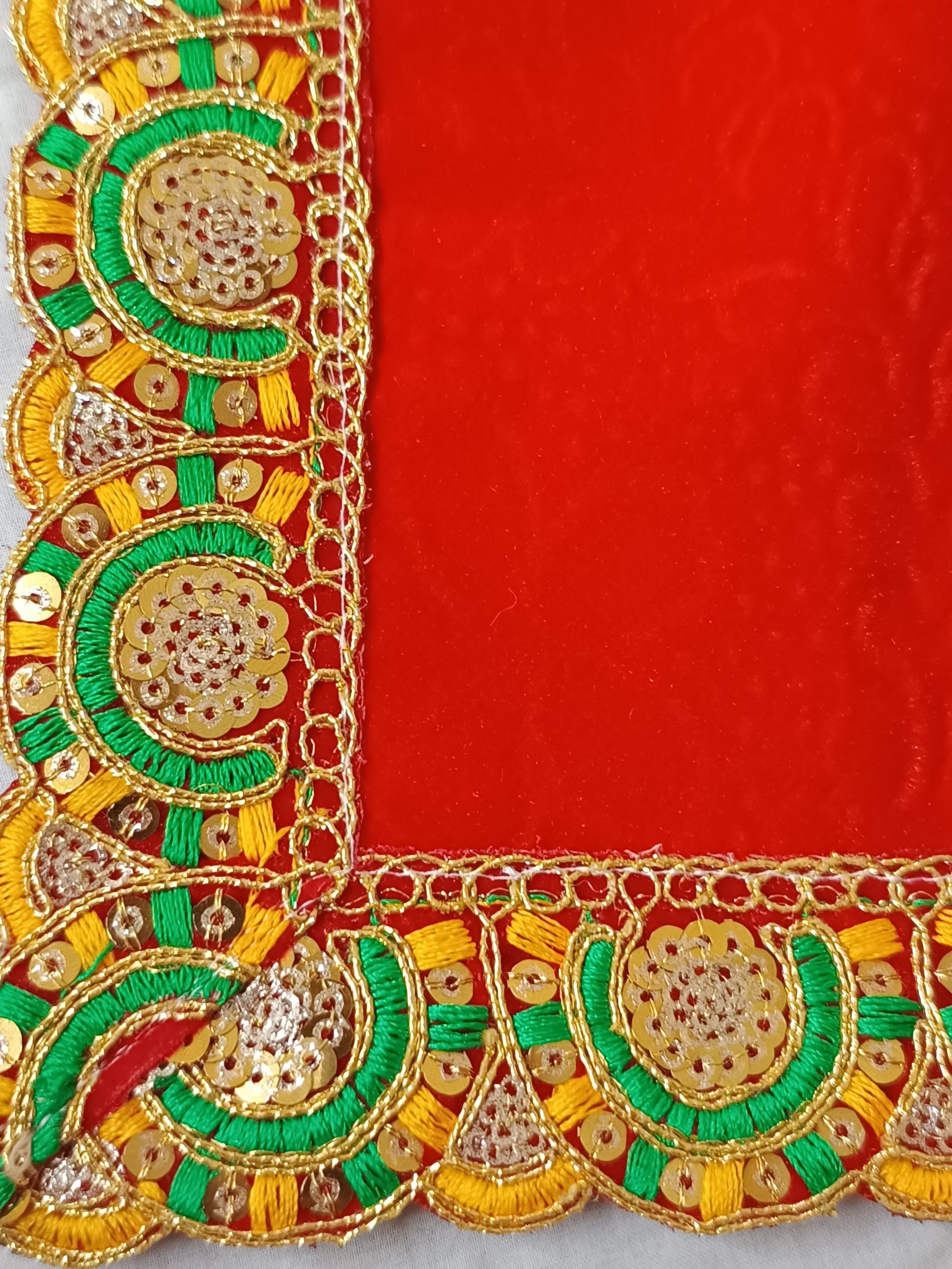 red velvet asan cloth for god stitch border
