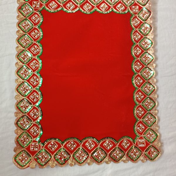 red velvet asan cloth for god beads border