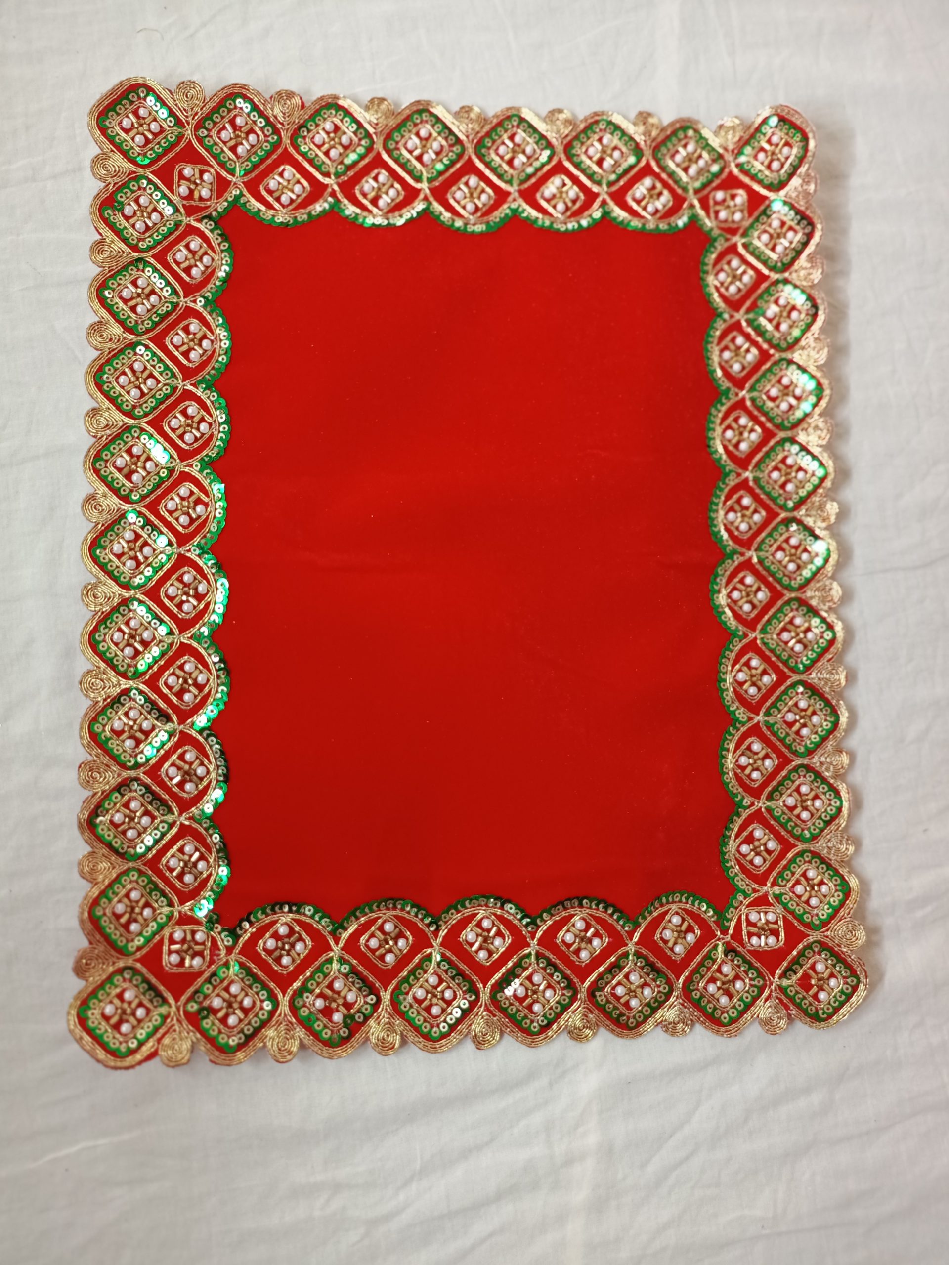 red velvet asan cloth for god beads border