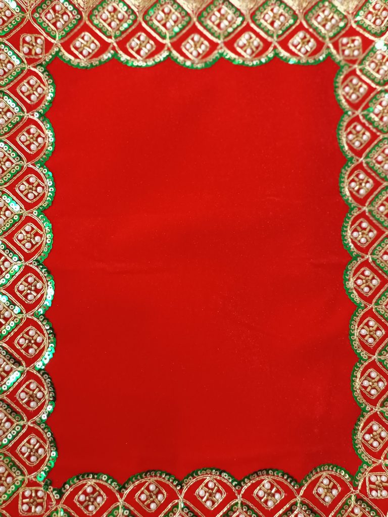 red velvet asan for god beads border