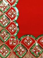 red velvet asan cloth for god beads border