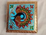 Meenakari Wooden Seat - Pooja Chowki ( peackock)