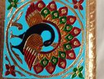 Meenakari Wooden Seat - Pooja Chowki ( peackock)