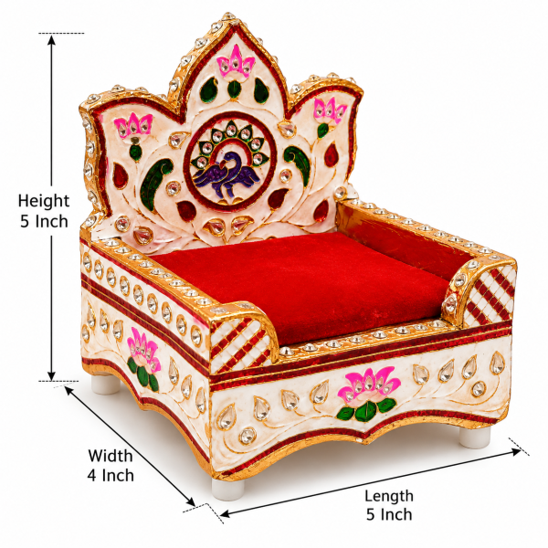 Wooden Meenakari padded cushion Singhasan - Deity Throne