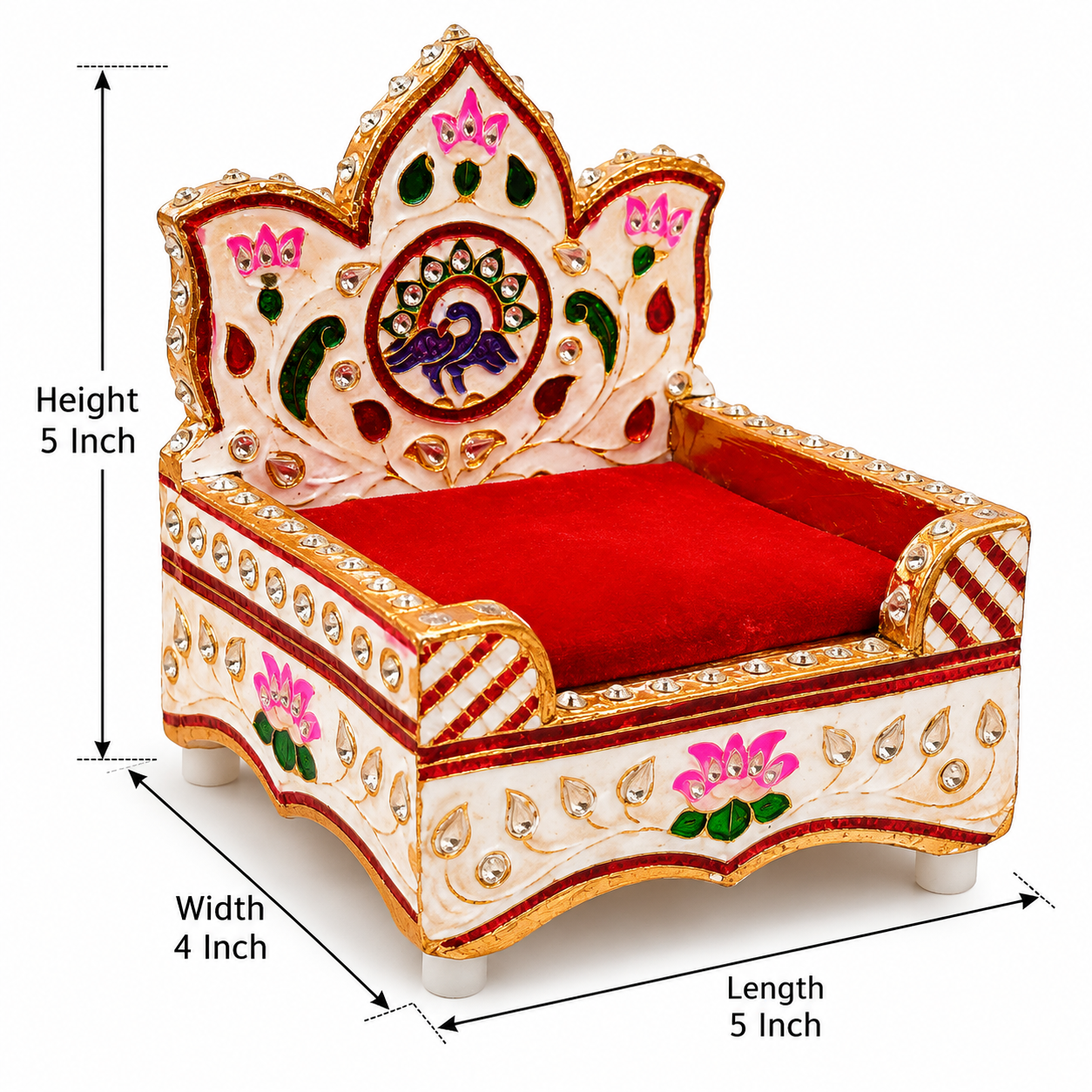 Wooden Meenakari padded cushion Singhasan - Deity Throne
