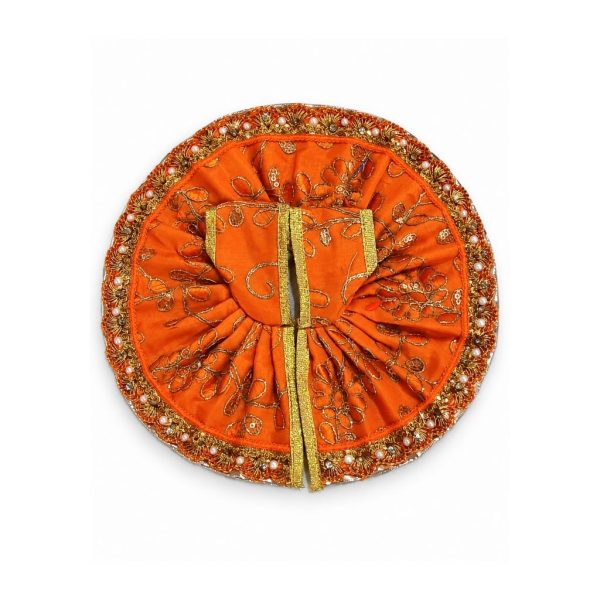 Laddu Gopal Poshak – Orange Dress with Golden Laddu Gopal Poshak