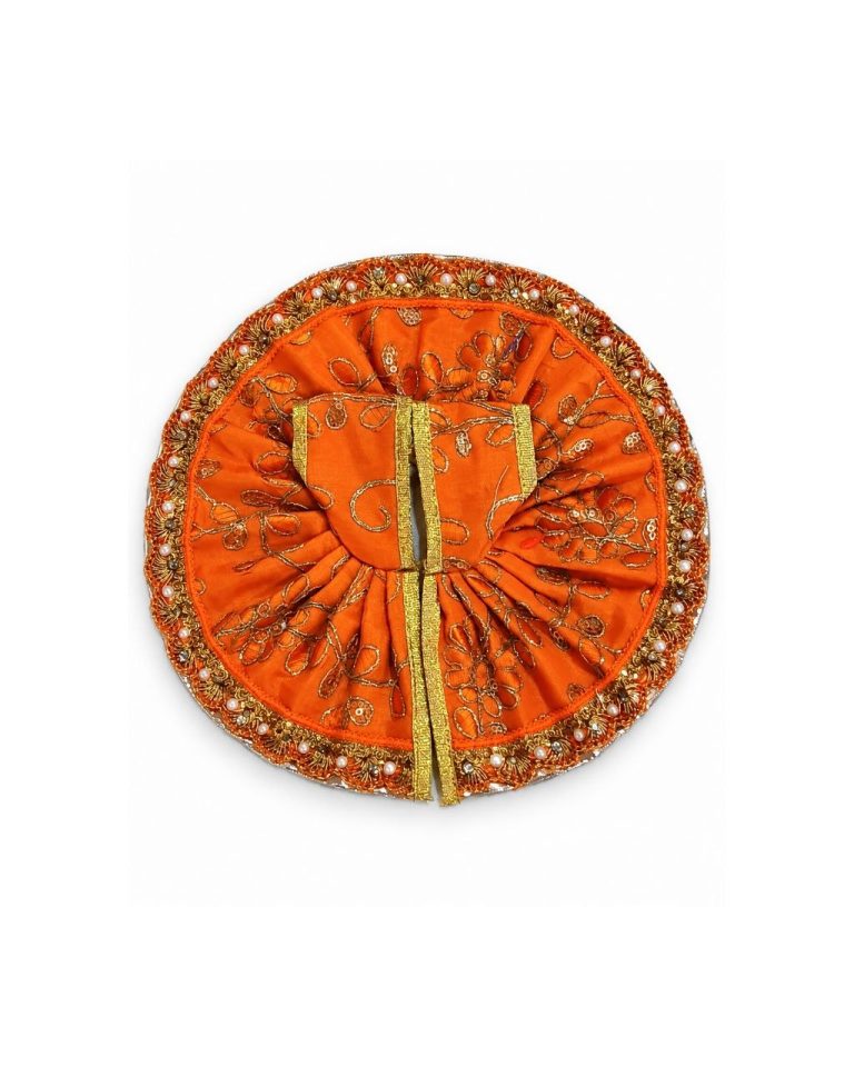Laddu Gopal Poshak – Orange Dress with Golden Laddu Gopal Poshak