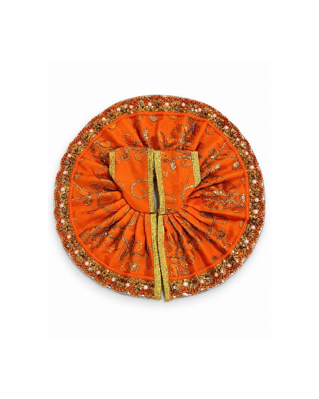 Laddu Gopal Poshak – Orange Dress with Golden Laddu Gopal Poshak