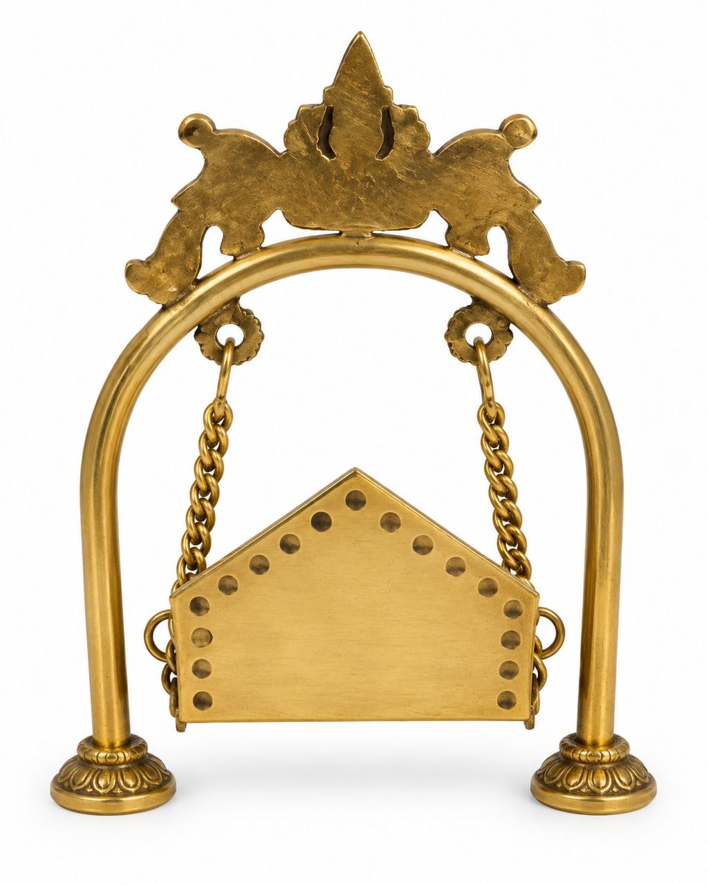 Traditional Laddu Gopal Gold-Tone Brass Jhula