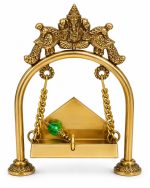 Traditional Laddu Gopal Gold-Tone Brass Jhula