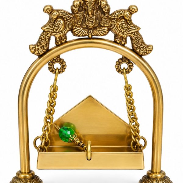 Traditional Laddu Gopal Gold-Tone Brass Jhula