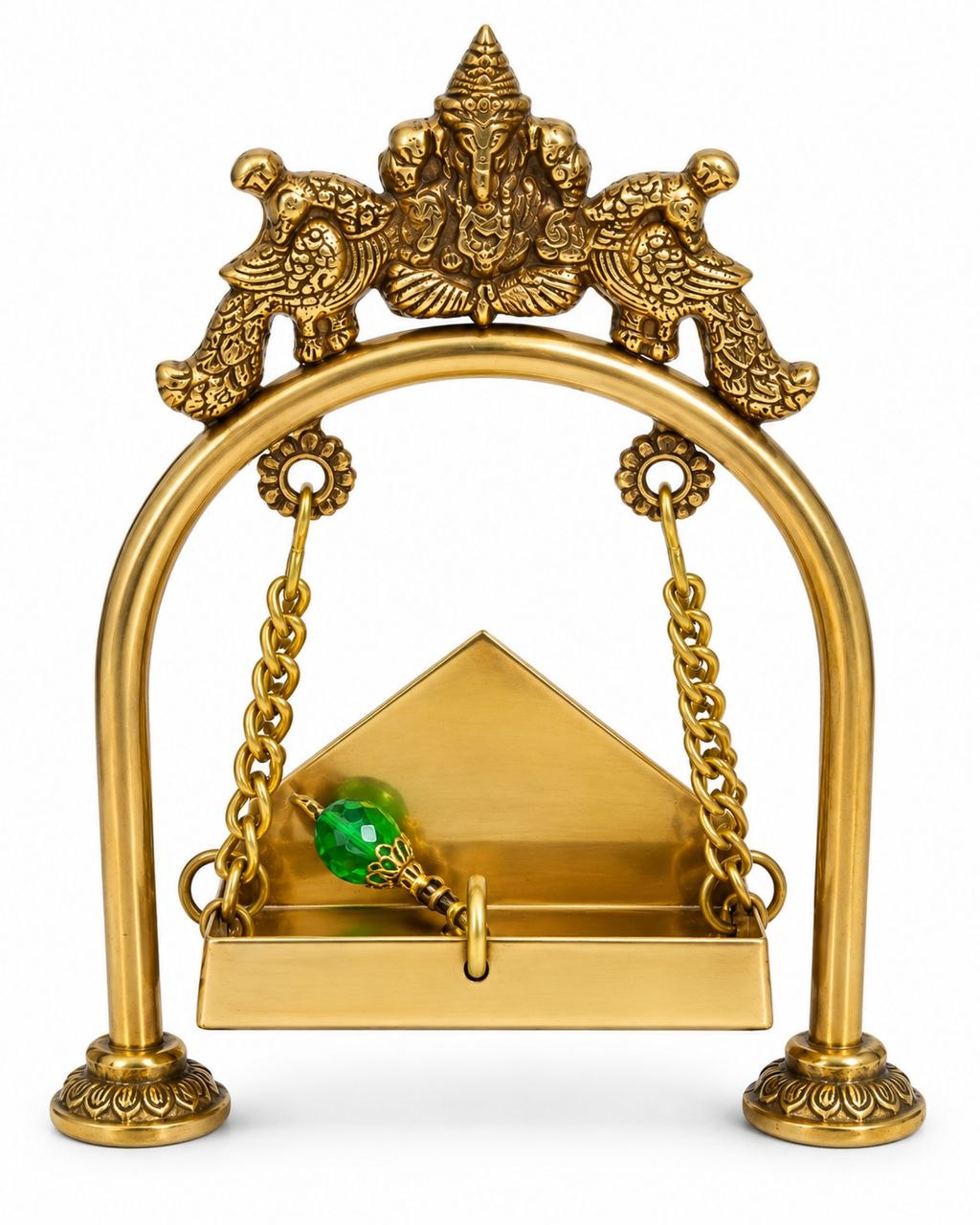 Traditional Laddu Gopal Gold-Tone Brass Jhula